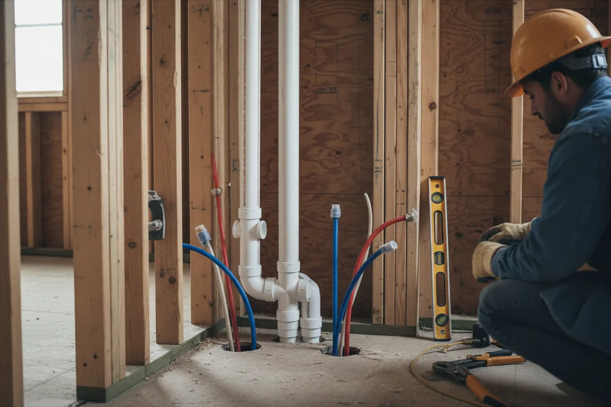 Drain and supply rough-in during Drain Cleaning in Westborough